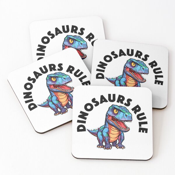 Item preview, Colorful Geometric Dinosaur - Dinosaurs Rule (Black Lettering) designed and sold by VelvetRoom.