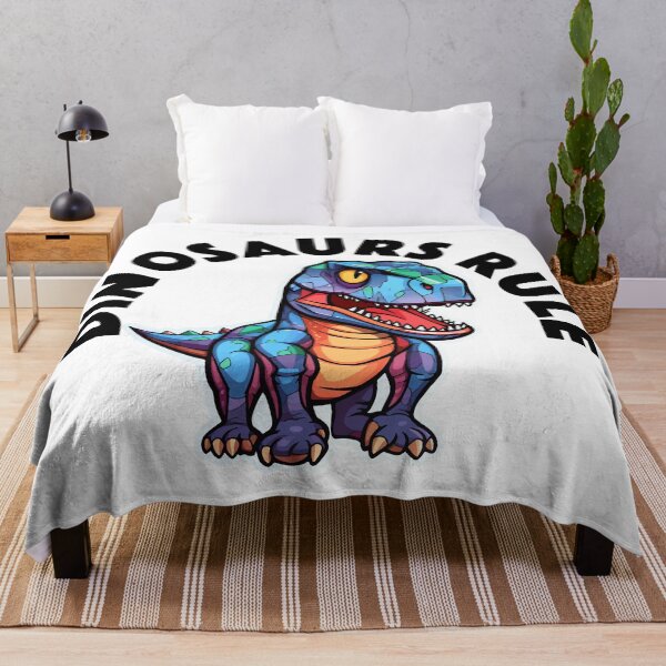 Item preview, Colorful Geometric Dinosaur - Dinosaurs Rule (Black Lettering) designed and sold by VelvetRoom.