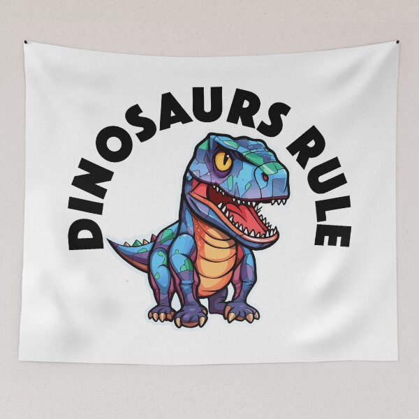 Item preview, Colorful Geometric Dinosaur - Dinosaurs Rule (Black Lettering) designed and sold by VelvetRoom.