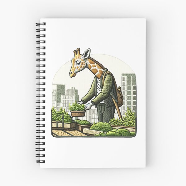 Item preview, Urban Greening Visionary: Giraffe Tending Rooftop Garden, Eco Development designed and sold by #Adulting Central.