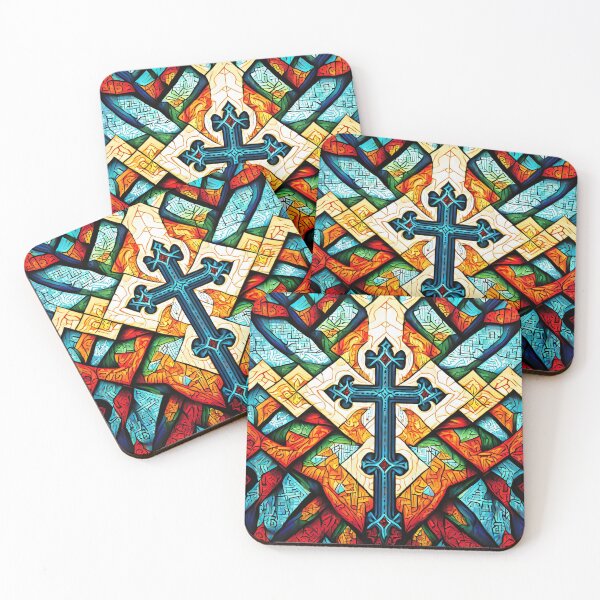 Item preview, Gothic Cross with Stained Glass Design designed and sold by ossiagraphics.