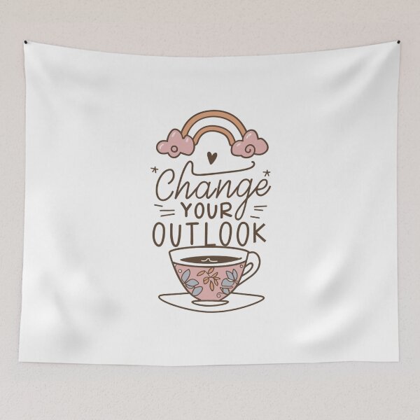 Item preview, Inspirational Change Your Outlook - Rainbow Tea Cup Hearts Stars Art designed and sold by HahaHandlesHub.