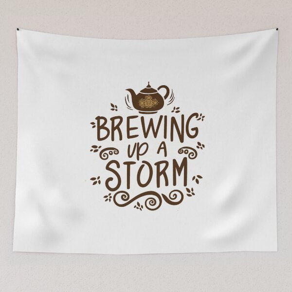 Item preview, Motivational Tea Art: Brewing Up A Storm - Teapot Dark Brown Message designed and sold by HahaHandlesHub.