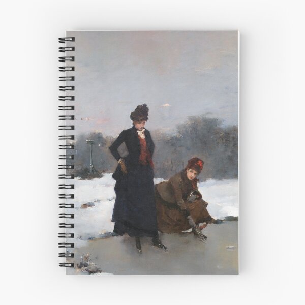 Item preview, Skating Ladies, Vintage Women Portrait, Winter Ice Skating Painting, Antique Sport Art designed and sold by Looking Artsy.