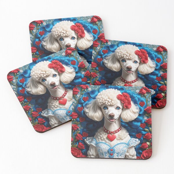 Item preview, Pretty White Poodle Red Roses for Valentines Day designed and sold by purplesensation.