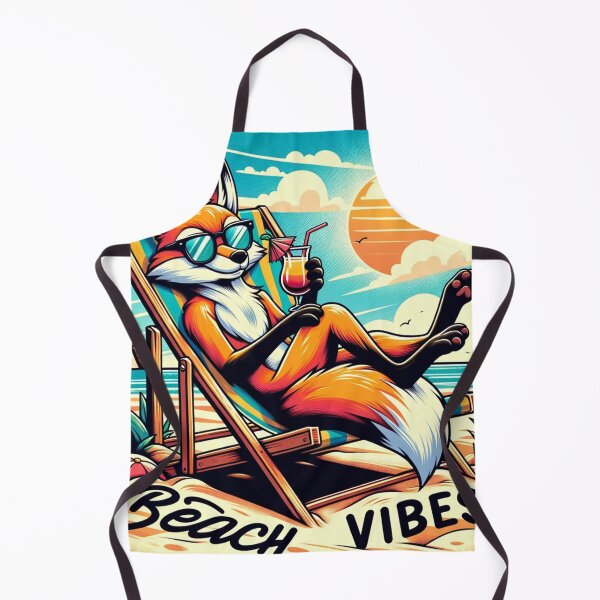Item preview, Cartoon Fox Lounging in a Beach Chair "Beach Vibes" designed and sold by Zestpond.