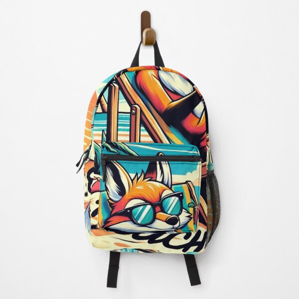 Item preview, Cartoon Fox Lounging in a Beach Chair "Beach Vibes" designed and sold by Zestpond.