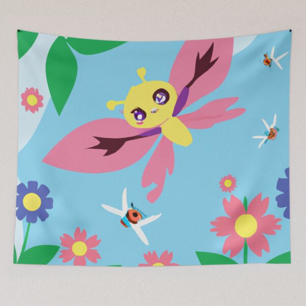 Item preview, yellow and pink butterfly blue background designed and sold by janjacbu.