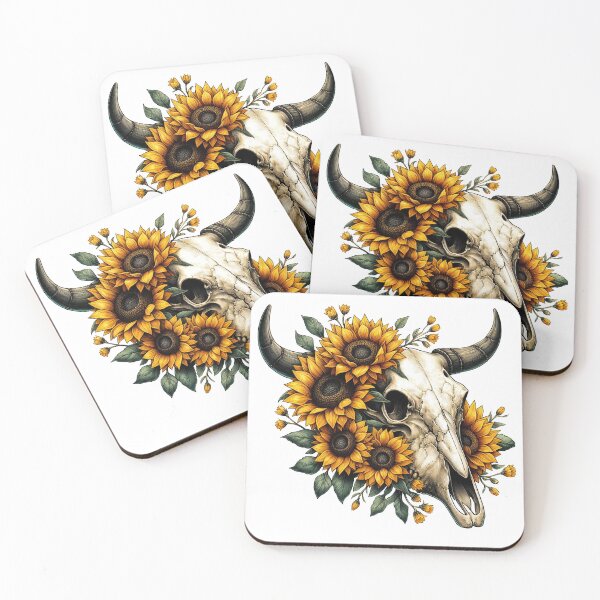 Item preview, Cow Skull With Sunflowers designed and sold by UnrealQuake.