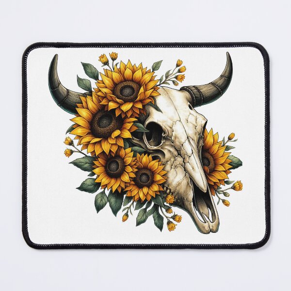 Item preview, Cow Skull With Sunflowers designed and sold by UnrealQuake.