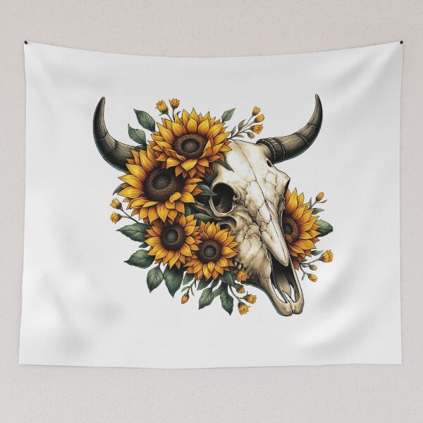 Item preview, Cow Skull With Sunflowers designed and sold by UnrealQuake.