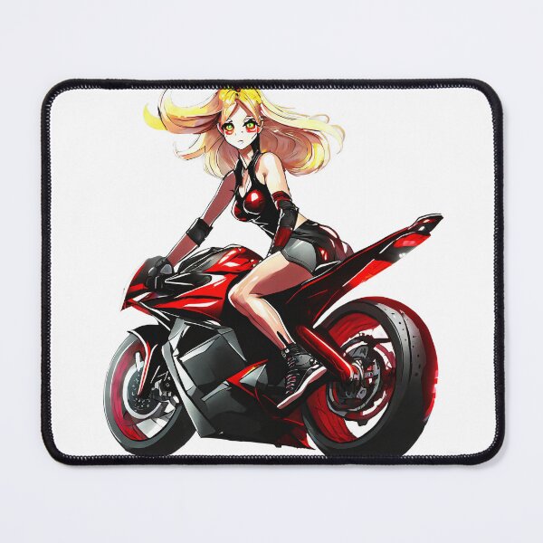 Item preview, Fierce Lady in Red on a Motorcycle designed and sold by BADESIGNZZ.