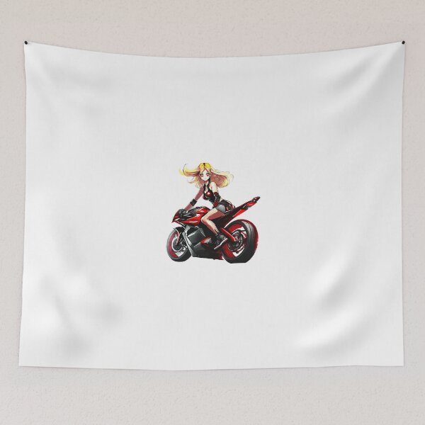Item preview, Fierce Lady in Red on a Motorcycle designed and sold by BADESIGNZZ.