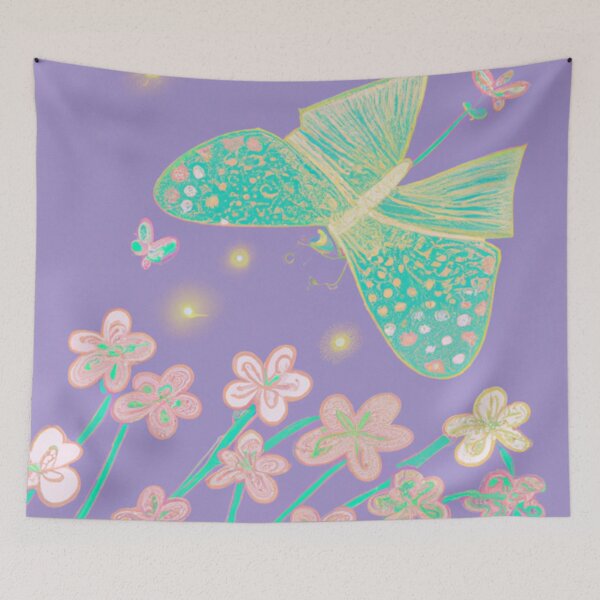 Item preview, green butterfly purple background designed and sold by janjacbu.