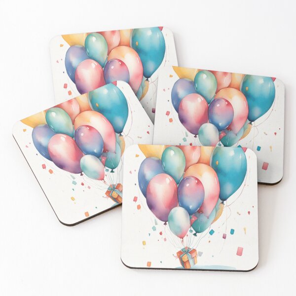Item preview, Happy Birthday Watercolour Ballons Present designed and sold by druidwolfart.