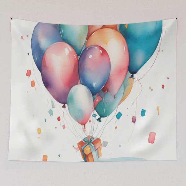 Item preview, Happy Birthday Watercolour Ballons Present designed and sold by druidwolfart.