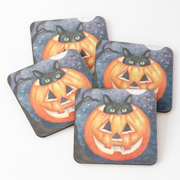 Item preview, Halloween Pumpkin Cat designed and sold by Rhiannon Wolfe Art .