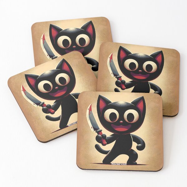 Item preview, Mischievous Kitty with Knife Illustration designed and sold by inkArtistryfine.