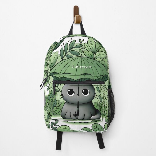 Item preview, Sheltered Kitten in Leafy Haven Illustration designed and sold by inkArtistryfine.