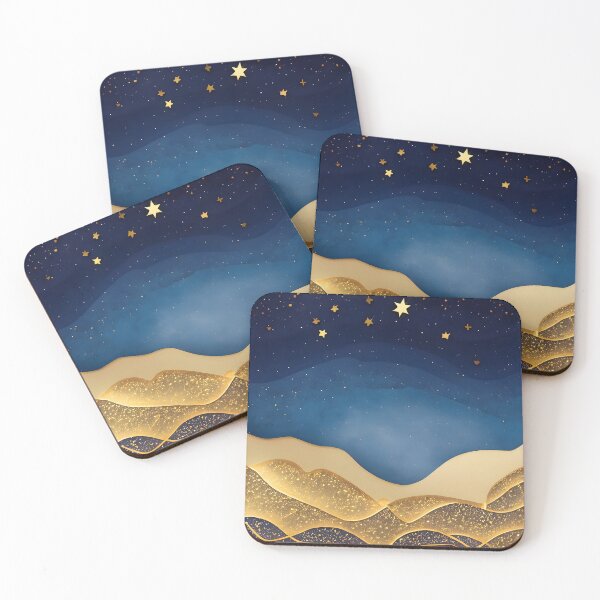 Item preview, Stars, Star, Night, Midnight, Starry, Landscape, Gold, Layered Paper, Paper Cut, Blue, Dark Blue, Dream designed and sold by Golden-Feathers.