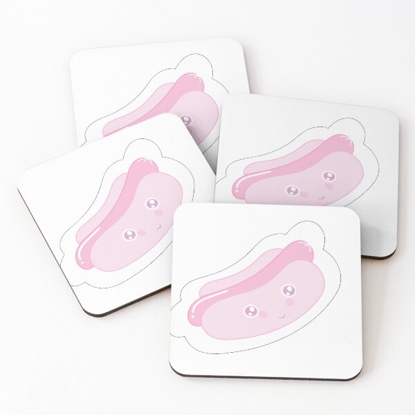 Item preview, cute pink hot dog  designed and sold by sycreates.