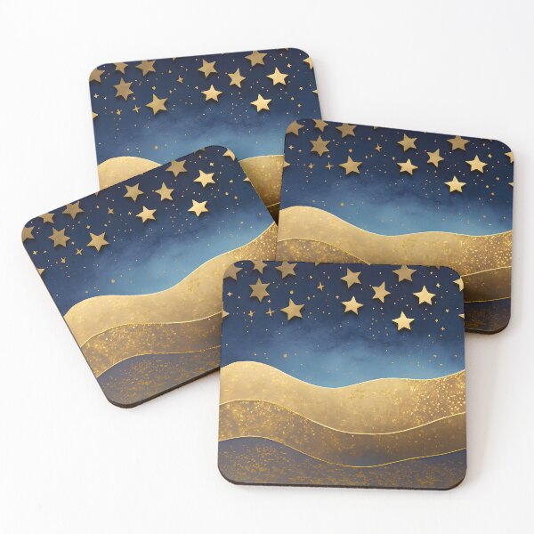 Item preview, Stars, Star, Night, Midnight, Starry, Landscape, Gold, Layered Paper, Paper Cut, Blue, Dark Blue, Dream designed and sold by Golden-Feathers.