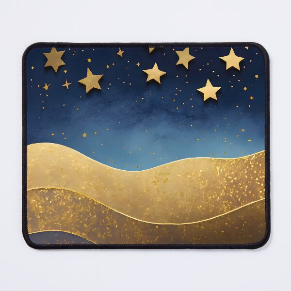 Item preview, Stars, Star, Night, Midnight, Starry, Landscape, Gold, Layered Paper, Paper Cut, Blue, Dark Blue, Dream designed and sold by Golden-Feathers.