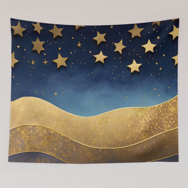 Item preview, Stars, Star, Night, Midnight, Starry, Landscape, Gold, Layered Paper, Paper Cut, Blue, Dark Blue, Dream designed and sold by Golden-Feathers.