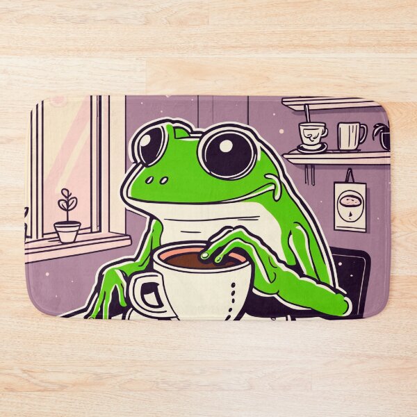 Item preview, Frog drinking coffee comfort designed and sold by Renlexd.