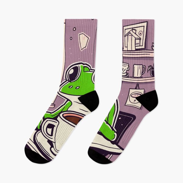 Item preview, Frog drinking coffee comfort designed and sold by Renlexd.