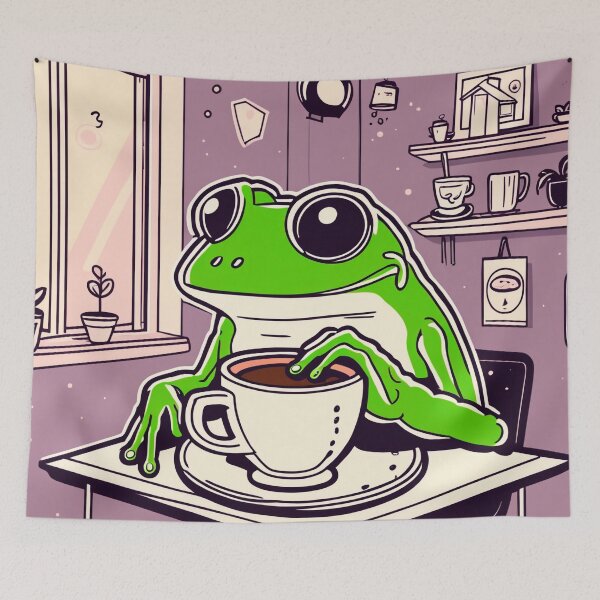 Item preview, Frog drinking coffee comfort designed and sold by Renlexd.
