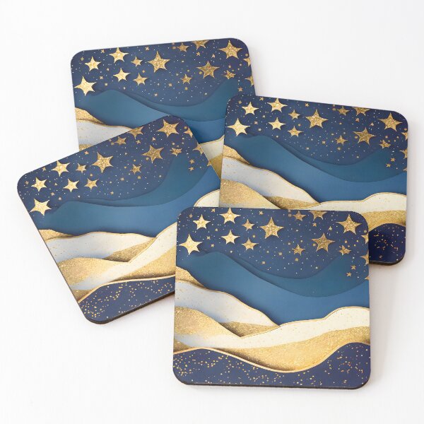 Item preview, Stars, Star, Night, Midnight, Starry, Landscape, Gold, Layered Paper, Paper Cut, Blue, Dark Blue, Dream designed and sold by Golden-Feathers.