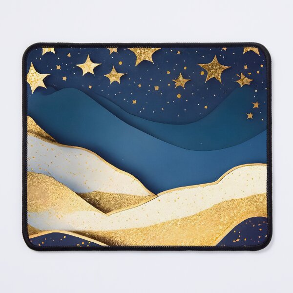 Item preview, Stars, Star, Night, Midnight, Starry, Landscape, Gold, Layered Paper, Paper Cut, Blue, Dark Blue, Dream designed and sold by Golden-Feathers.