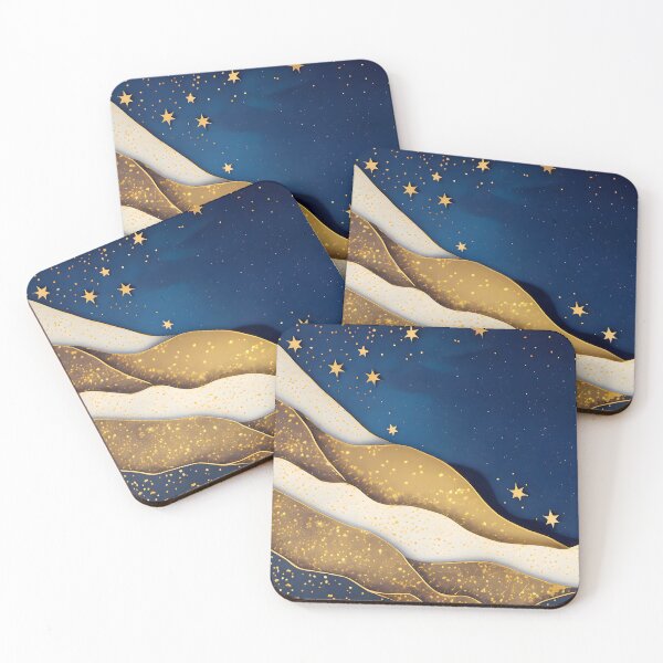Item preview, Stars, Star, Night, Midnight, Starry, Landscape, Gold, Layered Paper, Paper Cut, Blue, Dark Blue, Dream designed and sold by Golden-Feathers.