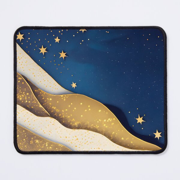 Item preview, Stars, Star, Night, Midnight, Starry, Landscape, Gold, Layered Paper, Paper Cut, Blue, Dark Blue, Dream designed and sold by Golden-Feathers.