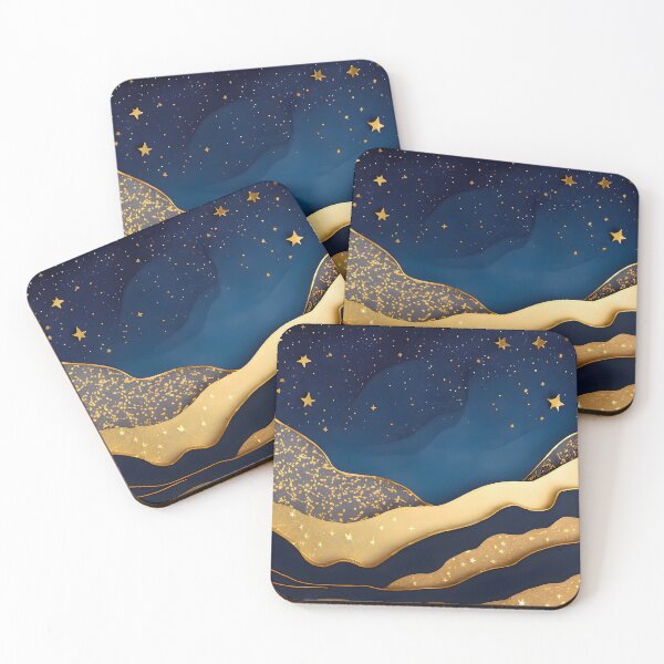 Item preview, Stars, Star, Night, Midnight, Starry, Landscape, Gold, Layered Paper, Paper Cut, Blue, Dark Blue, Dream designed and sold by Golden-Feathers.