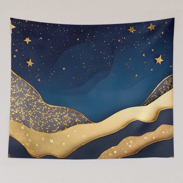 Item preview, Stars, Star, Night, Midnight, Starry, Landscape, Gold, Layered Paper, Paper Cut, Blue, Dark Blue, Dream designed and sold by Golden-Feathers.