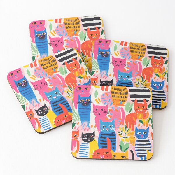 Item preview, Colorful Whimsy Cat Lovers Pattern designed and sold by 21 Tulips.
