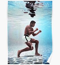 Muhammad Ali Unterwasser buntes Plakat Poster