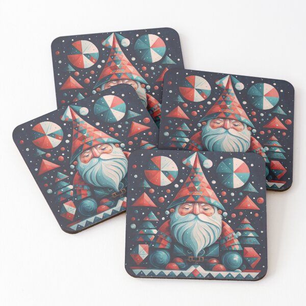 Item preview, Abstract Winter Red Geometric Gnome designed and sold by DragonRealms.