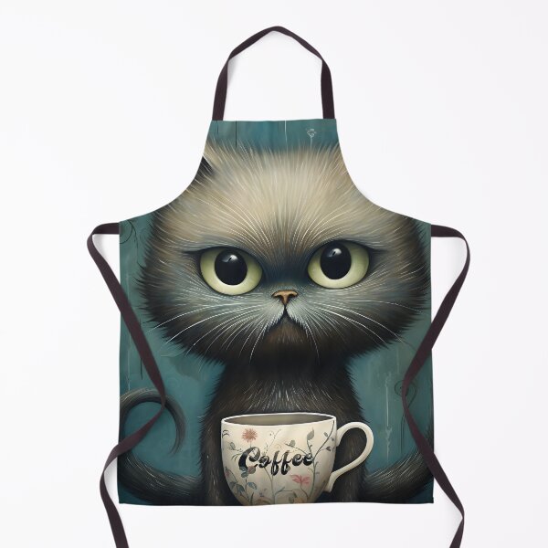 Item preview, Whimsical Cat with Teacup Illustration" designed and sold by inkArtistryfine.