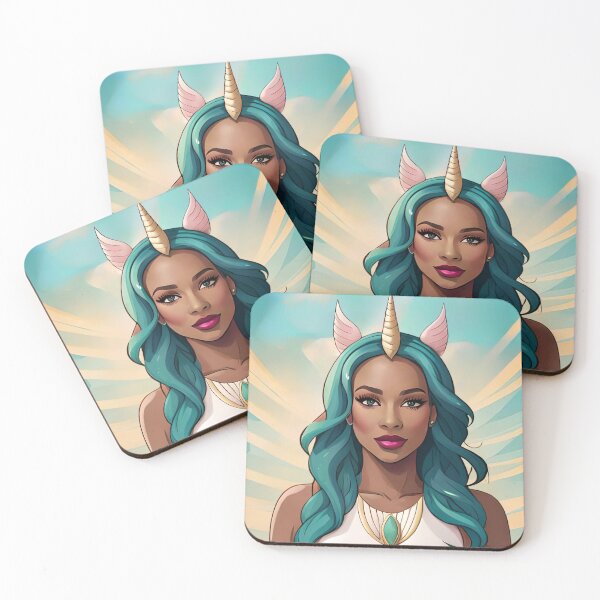 Item preview, Glam Woman Unicorn Girl Gold Radiating Sky Energy designed and sold by Melan Designs.