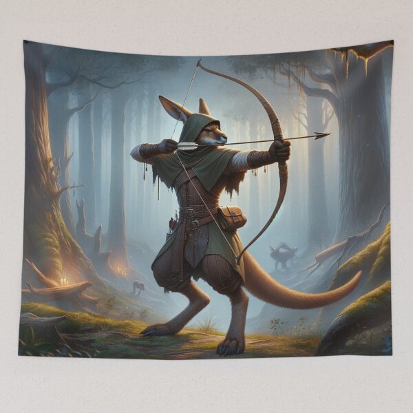 Item preview, Kangaroo Hunter Shooting a Bow and Arrow designed and sold by Zestpond.