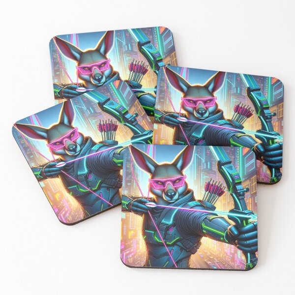 Item preview, Cyberpunk Kangaroo Shooting a Bow and Arrow in a Neon Futuristic City designed and sold by Zestpond.
