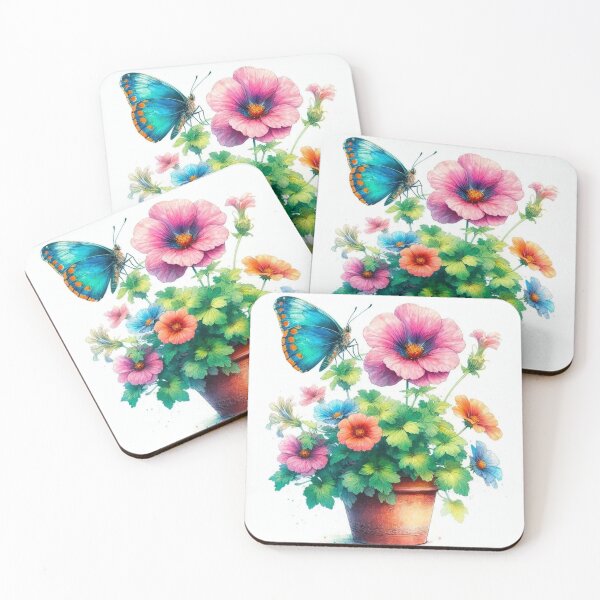 Item preview, Butterflies and flower pots. designed and sold by growing-mom.