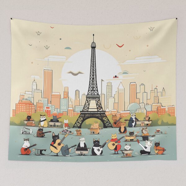 Item preview, Singer Cats Show Crowd in Front of Eiffel Tower designed and sold by omerfdln34.