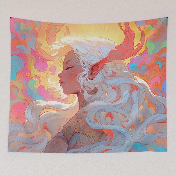 Item preview, Mystical Vibrant Fantasy Elf Anime Girl designed and sold by bubblegoth.