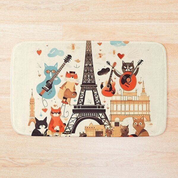 Item preview, Cats Art Competition in Front of the Eiffel Tower designed and sold by omerfdln34.