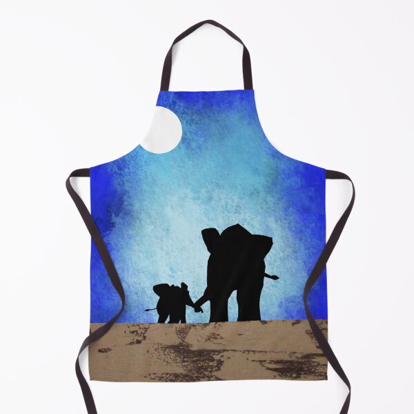 Item preview, Cute Elephants , baby elephant , starlit night with crescent moon designed and sold by wrightsonarts.