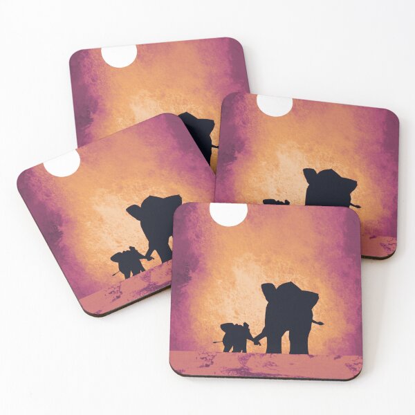 Item preview, Cute Elephants , baby elephant , starlit night with crescent moon designed and sold by wrightsonarts.